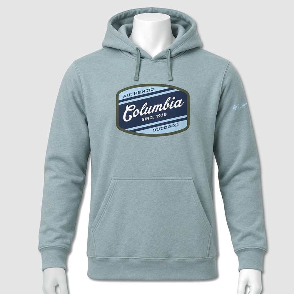 Columbia Badge Hoodie - NWT Mens Size 1X / XL  Crushed Blue / Multi - #49910-M7